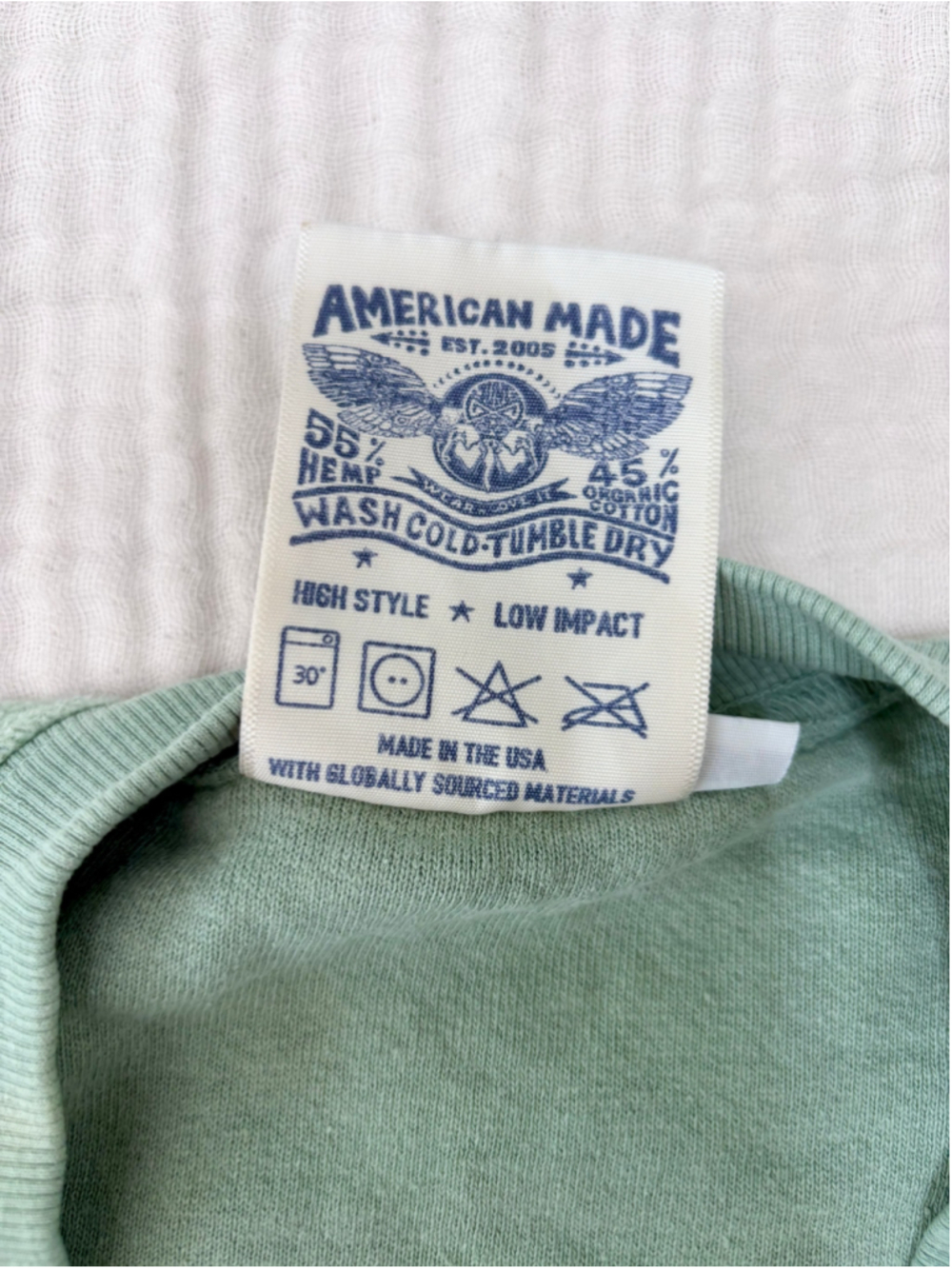 Women's Jungmaven Hemp Organic Cotton SS Raglan Sherpa Sweatshirt Green Size S - Picture 4 of 10